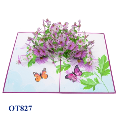Purple Daisies Garden Pop Up Card