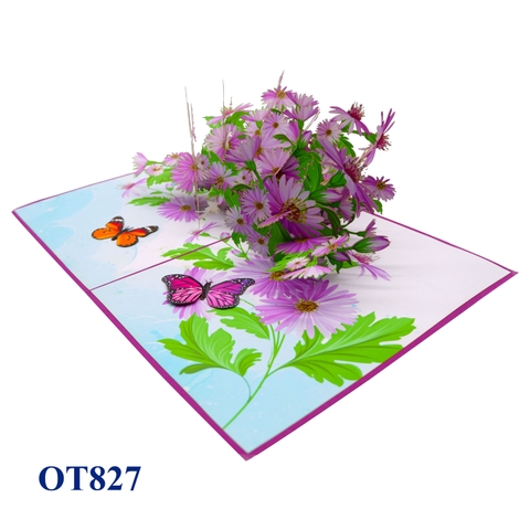 Purple Daisies Garden Pop Up Card