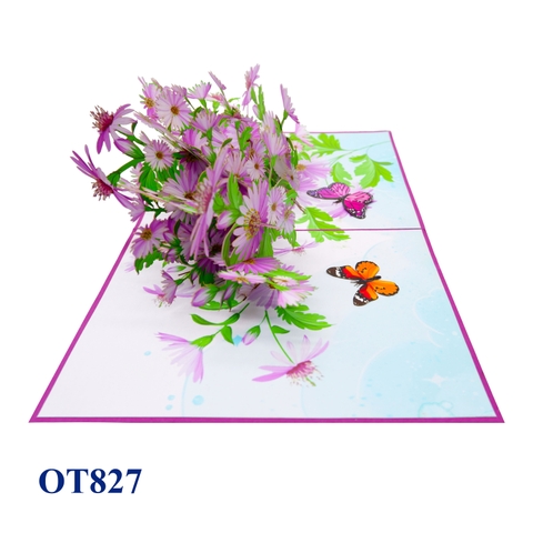 Purple Daisies Garden Pop Up Card