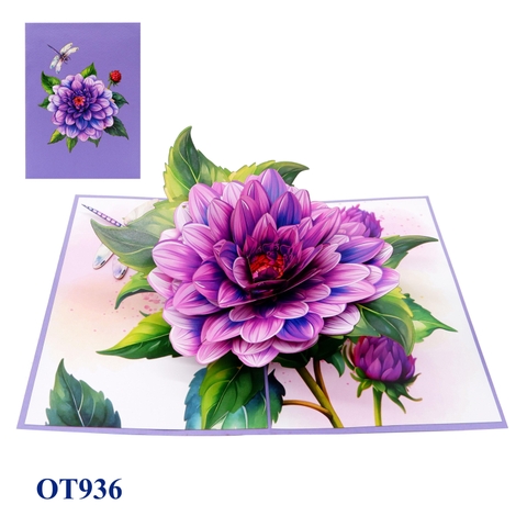 Purple Larkspur Flowers 3D Pop-Up Greeting Card