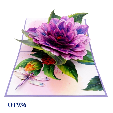 Purple Larkspur Flowers 3D Pop-Up Greeting Card