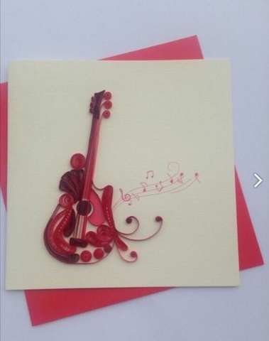 Red guitar Quilling Card