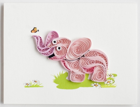 Pink Elephant Quilling Card