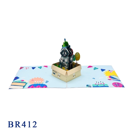 Raccoon Birthday Pop-up Card