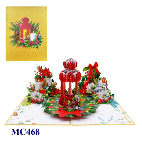 Red Lantern Christmas Pop-Up Card