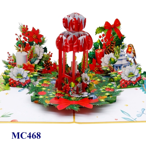 Red Lantern Christmas Pop-Up Card