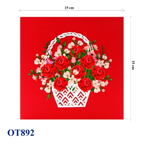Red Roses Basket Pop Up Card
