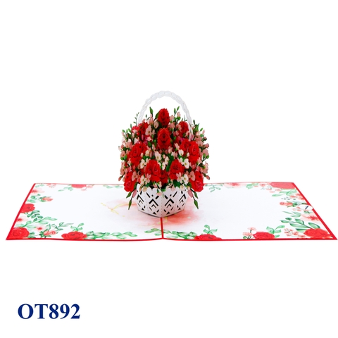 Red Roses Basket Pop Up Card