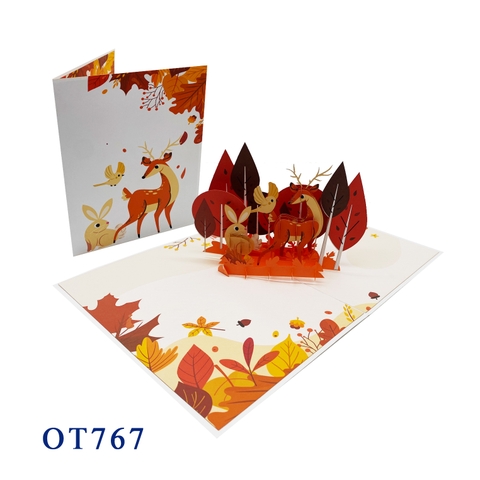 Reindeer Fall Autumn Pop Up Card
