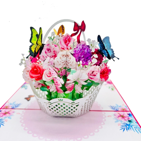 Roses Basket Pop Up Card