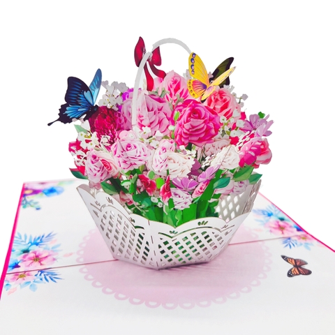 Roses Basket Pop Up Card