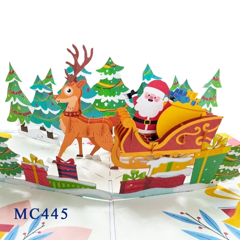 Santa Christmas In The Forest Pop Up Card