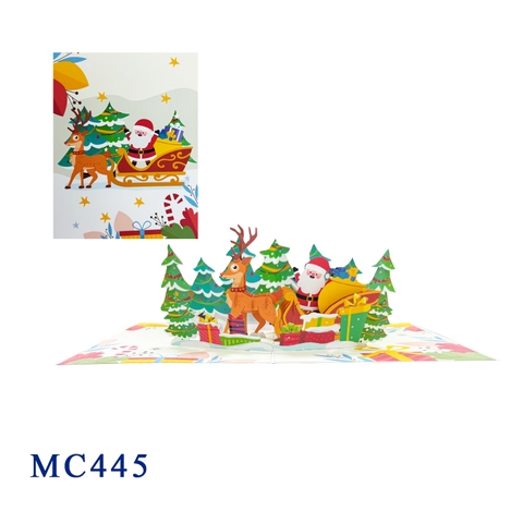 Santa Christmas In The Forest Pop Up Card