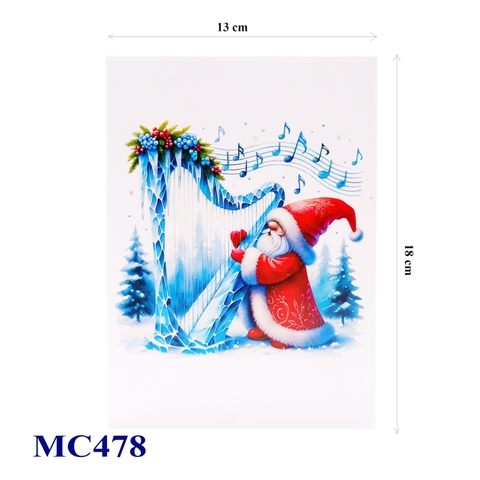 Santa Claus Harp Christmas Pop-Up Card