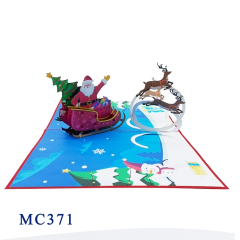 Santa Claus Sleigh 3D Pop Up Greeting Card