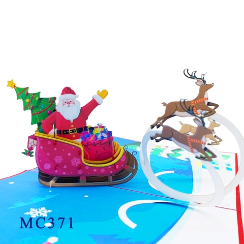 Santa Claus Sleigh 3D Pop Up Greeting Card