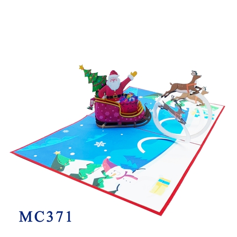 Santa Claus Sleigh 3D Pop Up Greeting Card