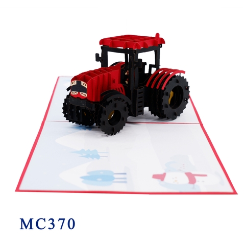 Santa Driving Tractor Pop Up Card