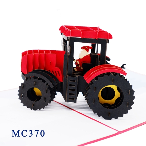 Santa Driving Tractor Pop Up Card