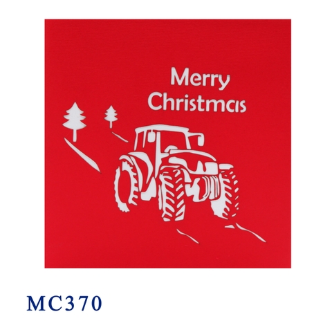 Santa Driving Tractor Pop Up Card