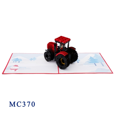 Santa Driving Tractor Pop Up Card