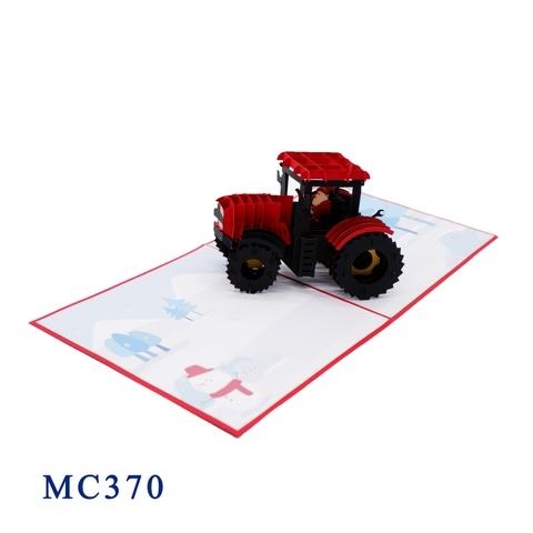 Santa Driving Tractor Pop Up Card