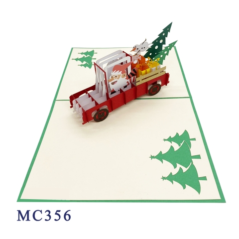 Christmas Santa Driving A Car Pop Up Card