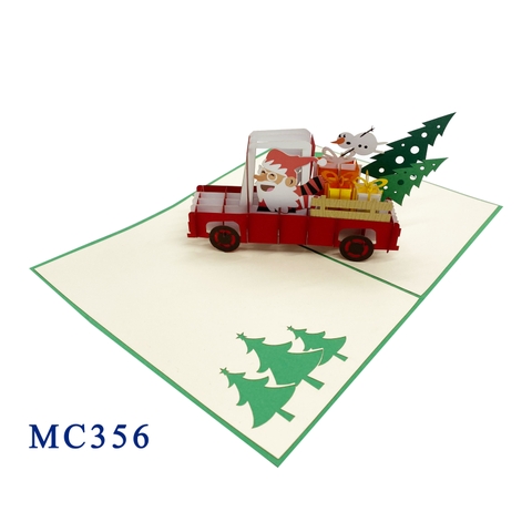 Christmas Santa Driving A Car Pop Up Card