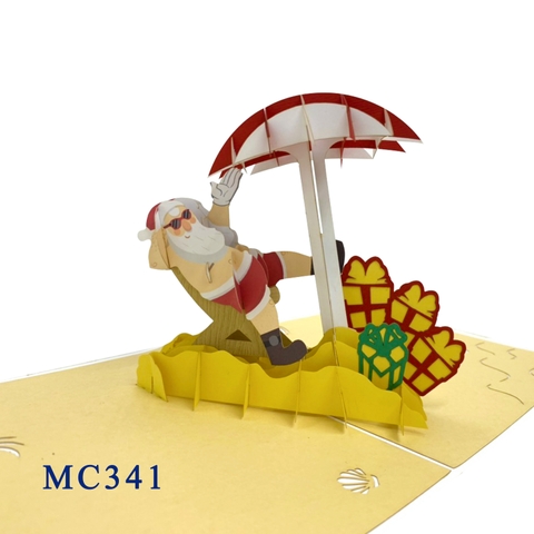 Santa On The Beach Pop Up Card