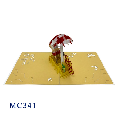 Santa On The Beach Pop Up Card