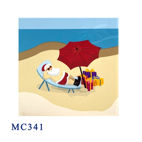 Santa On The Beach Pop Up Card