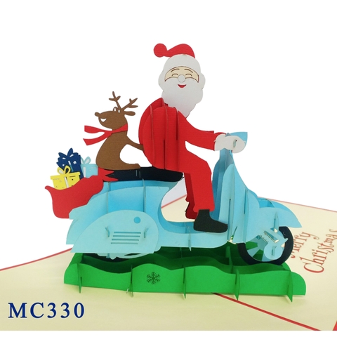 Christmas Santa Motorbike Pop Up Card