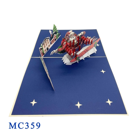 Skateboarding Santa Claus Pop Up Card