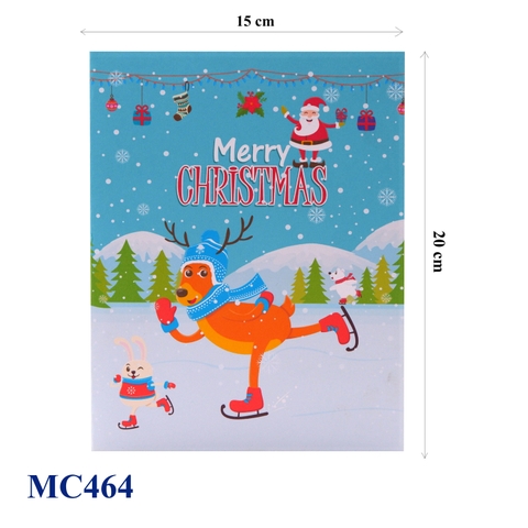 Skiing Santa Reindeer Pop Up Card