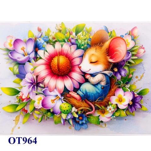 Sleeping Mouse in Spring Garden – Pop-Up Card