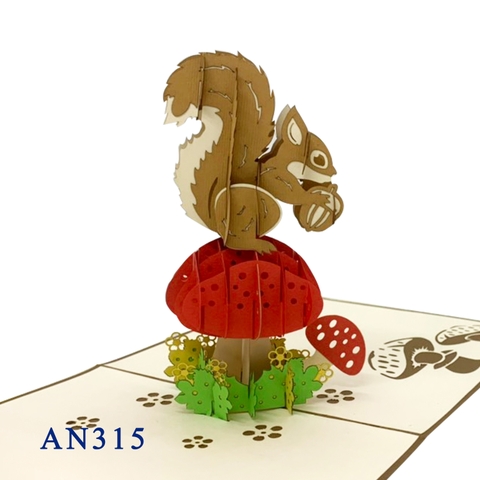 Squirrel & Mushroom Pop Up Card