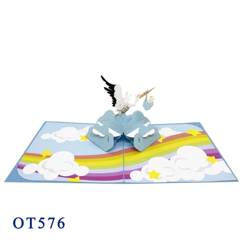 Stork & Rainbow Pop-Up Card