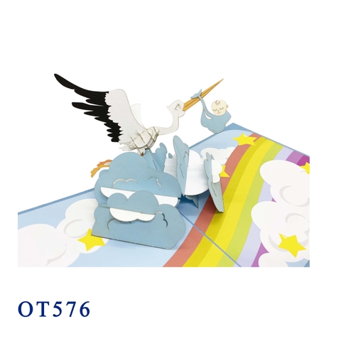Stork & Rainbow Pop-Up Card