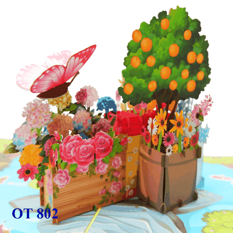 Summer Garden Flowers Pop Up Card