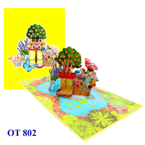 Summer Garden Flowers Pop Up Card