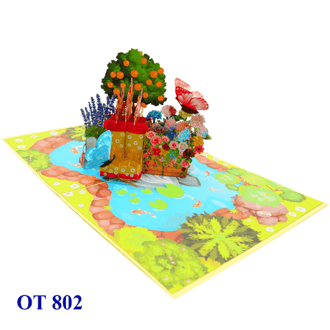 Summer Garden Flowers Pop Up Card