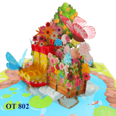 Summer Garden Flowers Pop Up Card