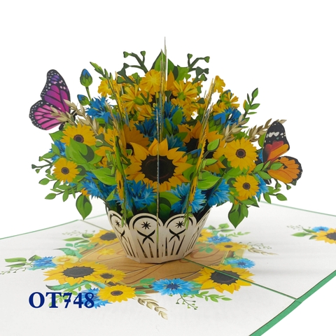 Sunflowers Basket Pop Up Card