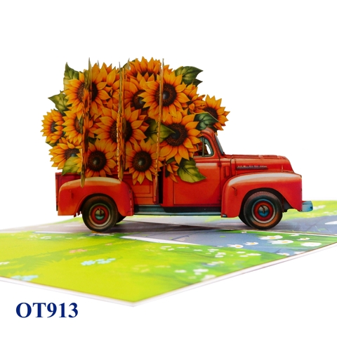 Sunflowers Truck Pop Up Card