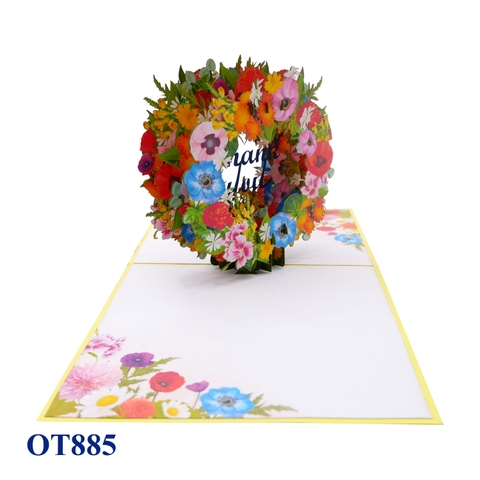 Thank You Flowers Wreath Pop Up Card