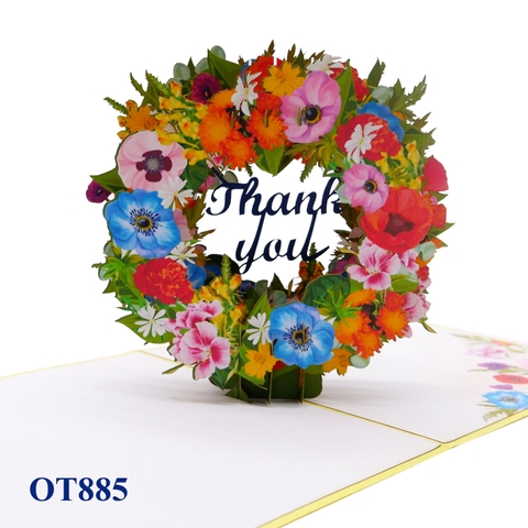 Thank You Flowers Wreath Pop Up Card