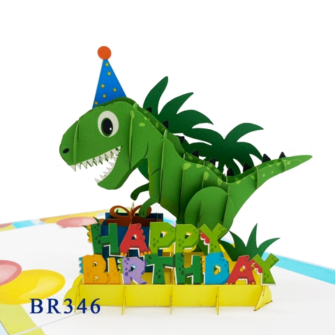 T-rex Dinosaur Birthday Pop Up Card