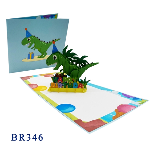 T-rex Dinosaur Birthday Pop Up Card