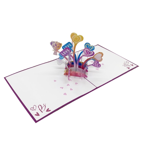 Love Hearts Explosion Pop Up Card
