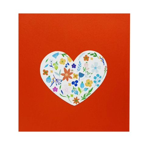 Green Heart Flowers Pop Up Card